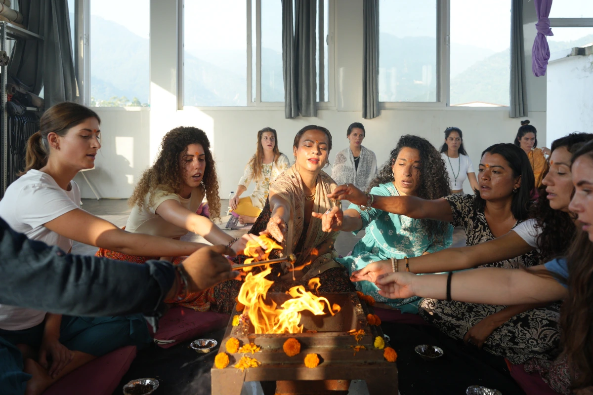 Reception area at yoga school