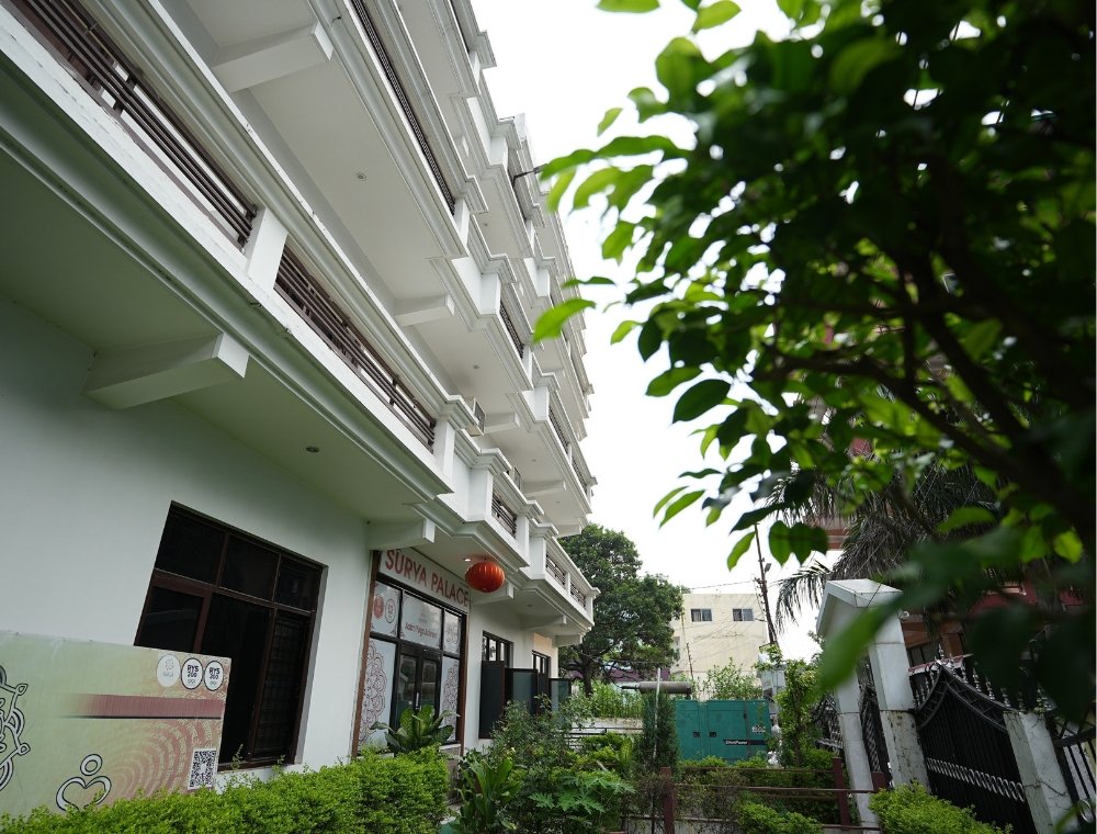 Yoga ashram building in Rishikesh