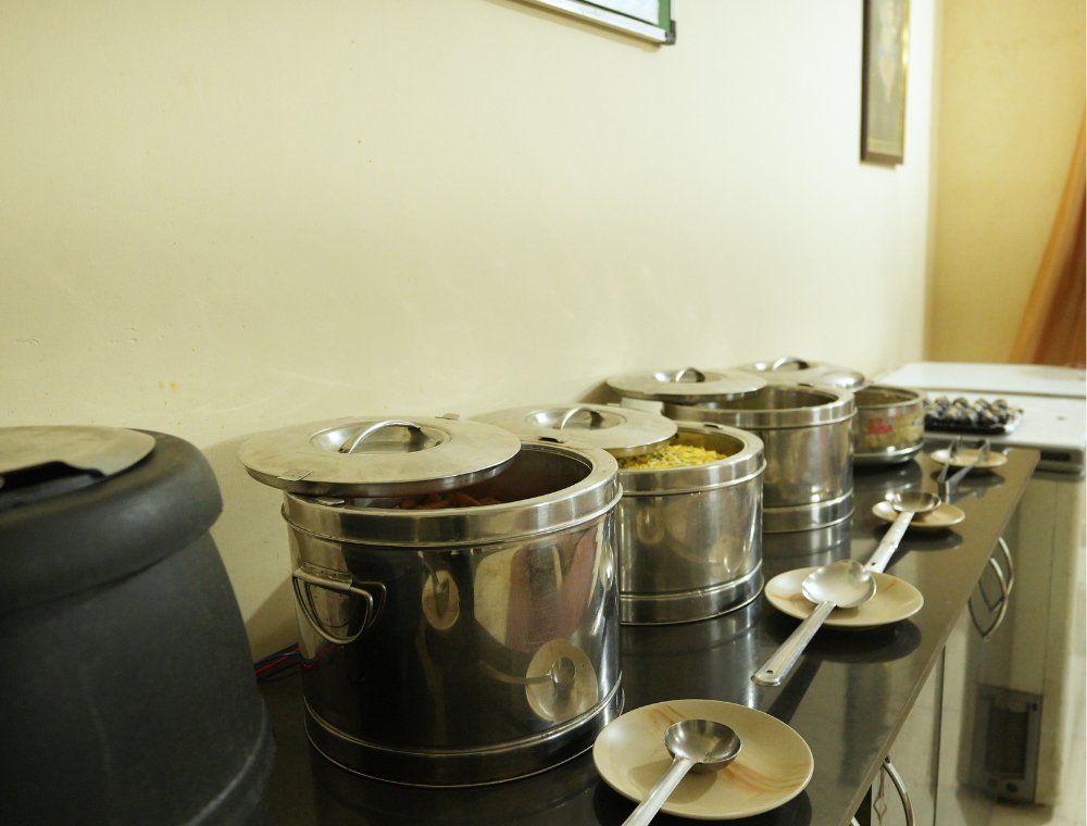 Vegetarian buffet at yoga school