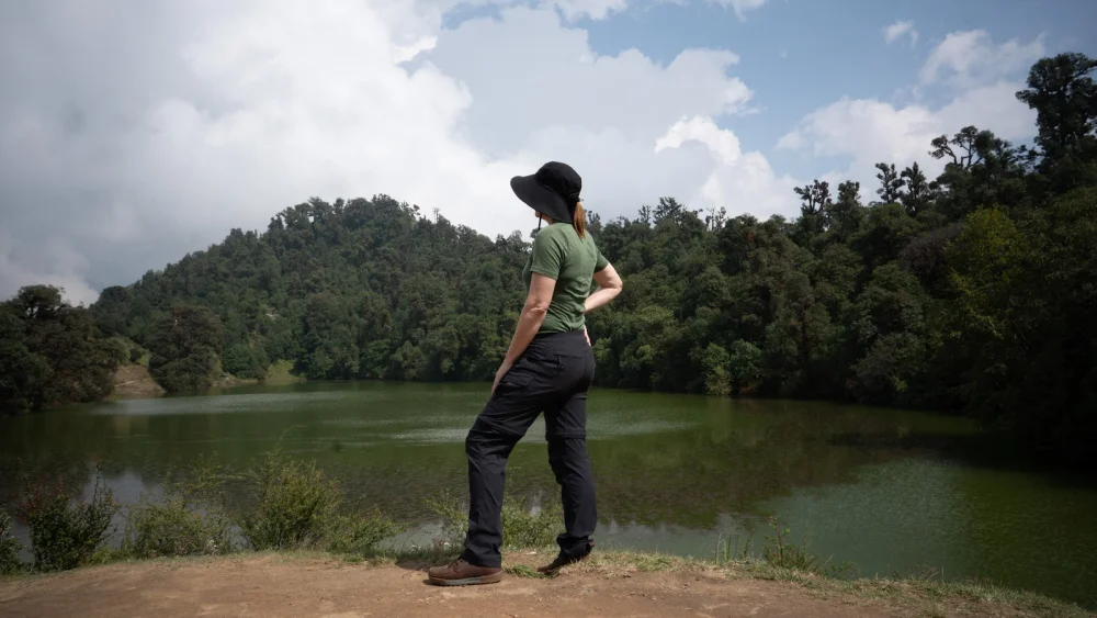 Trekker Exploring Sacred Deoria Tal Lake
