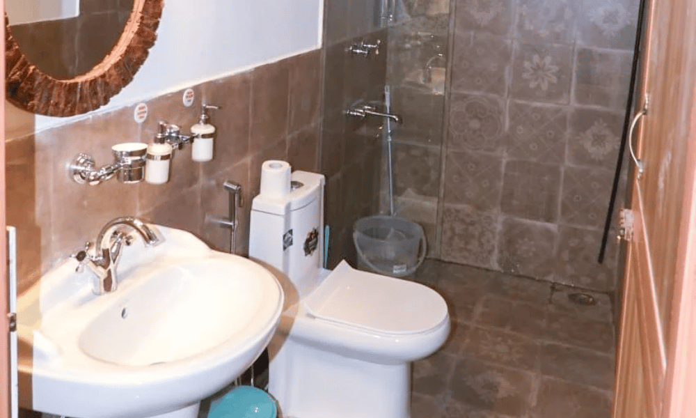 Modern Attached Bathroom with 24-7 Hot Shower Amenities