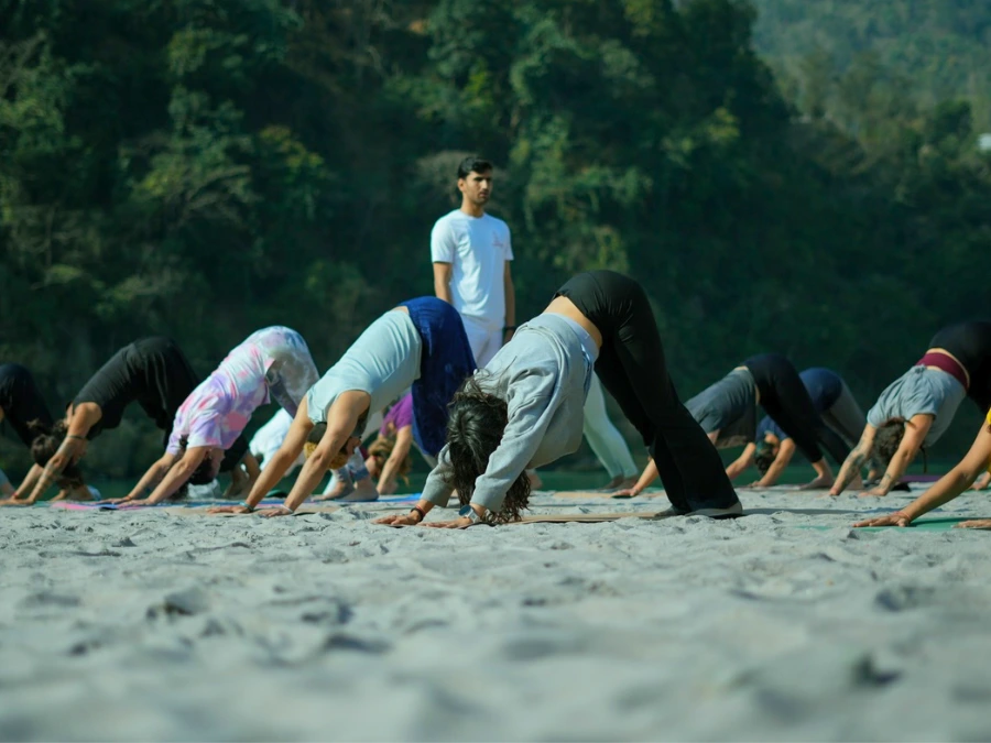 Outdoor Yoga by the Ganges