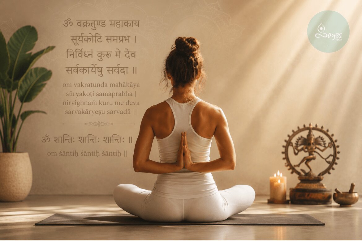 Women doing Ashtanga Yoga Opening and Closing Mantra
